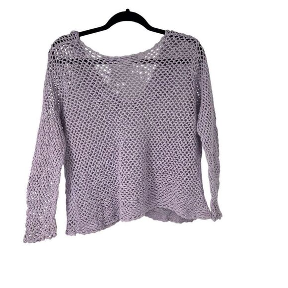 Modern Soul Lavender Loose Crochet Knit Button Up Cardigan Y2k - Picture 2 of 7